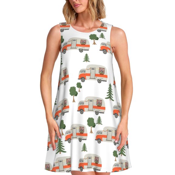 Spring Summer Dresses for Women 2025 - Camp Van Swimsuit Coverup Sundresses for Women, Beach Vacation Clothes for Women, Hawaiian Tshirt Dresses for Women