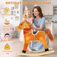 thumbnail image 7 of Trendix Plush Rocking Horse Toy with Interactive Sounds, Wooden Rockers, Wagging Tail Rocking Chair, 50kg Load Capacity, 23" Height, Dark Brown (Battery not included), 7 of 7