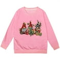 thumbnail image 4 of FINALGANG Girls Hoodies Christmas Cartoon Graphic Printed Long Sleeve Round Neck Pullover Top Child Breathable Holiday School Party Sweatshirt,Pink,130, 4 of 4