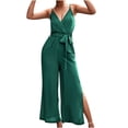 thumbnail image 4 of IROINNID Sleeveless V-Neck Jumpsuit For Women Full-Length Fashion Casual Suspenders Split Jumpsuit, 4 of 9