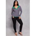 thumbnail image 2 of Rainbow Shops Female Adult Johnny Collar Striped Sweater Long Sleeves, Collar, Sweater, Striped Pattern, Ribbed Knit, 2 of 3