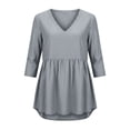 thumbnail image 7 of Tbopshirt Womens Blouses Summer Tops for Women Stripe Round Neck Three Quarter Sleeve 3/4 Sleeve T-shirt Loose,Black, 7 of 7
