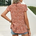 thumbnail image 7 of Summer Saving Wycnly Womens Tops Dressy Casual Beach Fashion Bohemian Ruffle Sleeve Lightweight Tunic Shirts Summer Short Sleeve Round Neck Tops Floral Print Blouse Red m, 7 of 7