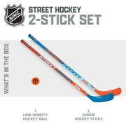 Franklin Sports NHL Future Champs Kids 2 Player Street Hockey Sticks Set - Plastic 37 - 2 Junior Hockey Sticks + 1 Ball