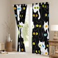 thumbnail image 3 of jejeloiu Cartoon Cute Kitten Black Out Curtains,Kawaii Pet Cat Curtains Pack of 2 (42x63 Each),Black White Bedroom Curtains For Girls Kids,Super Cozy Room Decor, 3 of 6