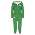 thumbnail image 4 of One Piece Pajamas Women Fuzzy Warm Sherpa Hooded Jumpsuit Printed Fleece Christmas Pjs Onesies Winter Playsuits (L, Green 03), 4 of 4