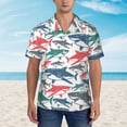 thumbnail image 4 of Lsque Colorful Shark pattern Hawaiian Shirt for Men, Unisex Summer Beach Casual Short Sleeve Button Down Shirts-Medium, 4 of 9
