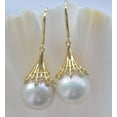 thumbnail image 3 of K-KED 14mm White Round Edison Keshi Pearl Dangle Earring CZ, 3 of 4
