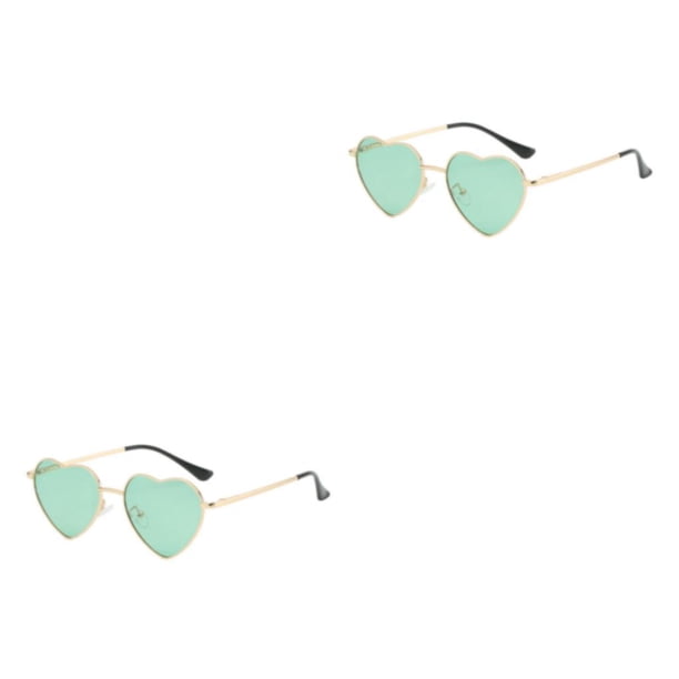 Jumpingount Impresionantes gafas de sol en forma de corazón de PVC con lente Tac Accesorio de moda Gafas de sol en forma de corazón verde verde 2Conjunto