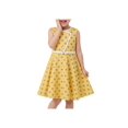 thumbnail image 3 of Girls Dress Yellow Polka Dot Sleeveless Cotton Casual Summer Dresses with Belt 6 Years, 3 of 9
