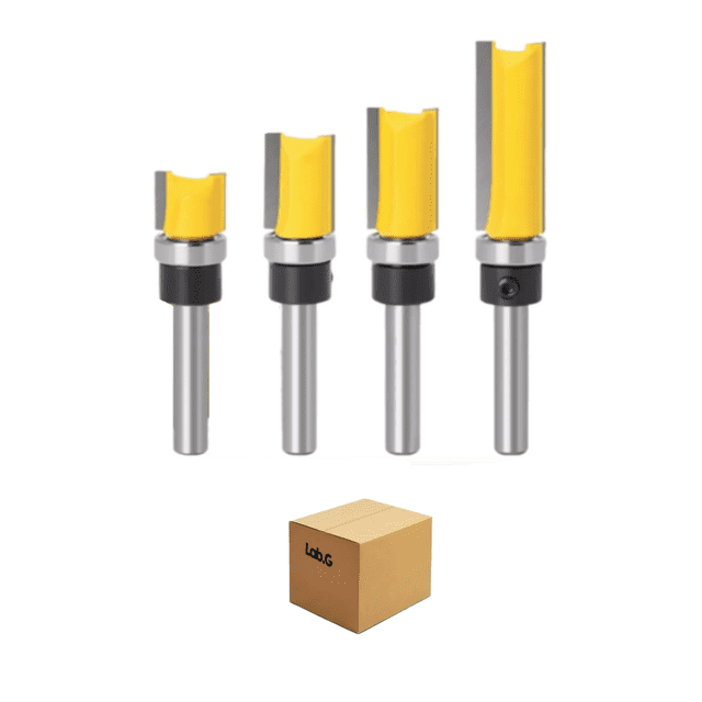 Brocas Rectas Perfiladoras Con Balero Atrás Para Router 4pcs Lab.G Amarillo