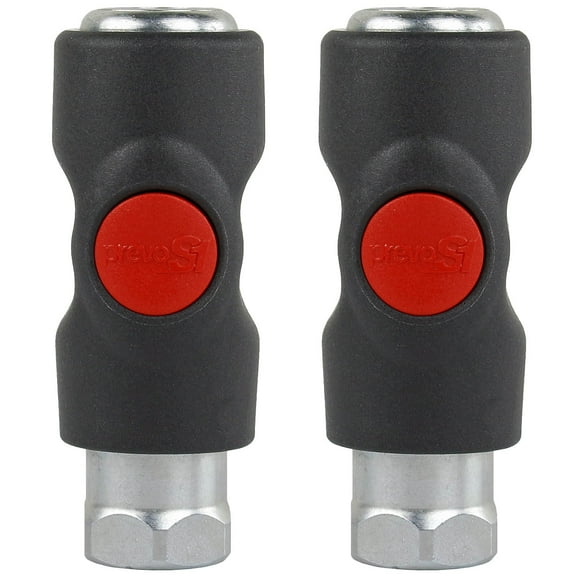 2 Pack Prevost Push Button Automotive Style Truflate Coupler 3/8" Female NPT PrevoS1