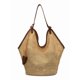 thumbnail image 1 of Bolso tote de mujer con nudo,bolso de playa tejido en forma de abanico natural,bolso de hombro de cuero para verano,bolso de compras informal para viajes,desplazamientos y vacaciones., 1 of 6