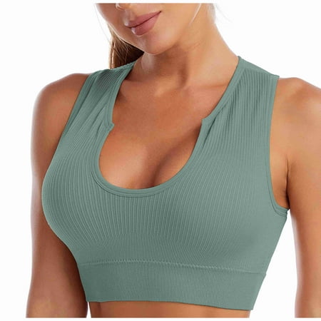 Sports Bras Women Back-Smoothing Bra Feature V-Neck Push-up Bra Style W-1043 Green S
