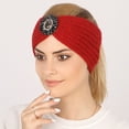 thumbnail image 2 of Guardurnaity Gorros de ganchillo antideslizantes para mujer, pelo en su lugar durante todo el día, calentador de cabeza, calentador de orejas, Accesorio para el cabello Vino rojo, 2 of 6