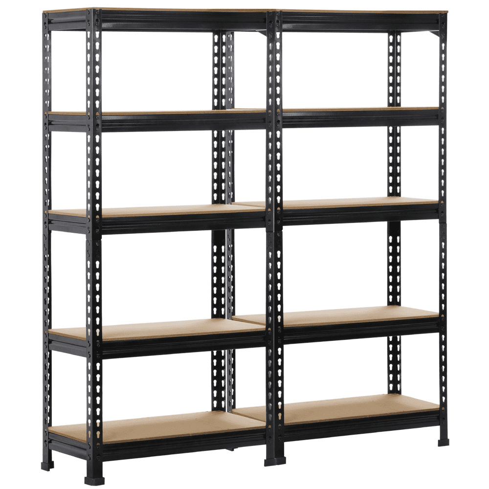 750kg Load Capacity Racking 172x75x30cm 5 Tier Boltless Shelving Unit for Garage Freestanding Industrial Metal Shelf with 8mm MDF Wood Boards 