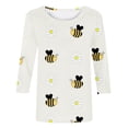 thumbnail image 4 of FcBaudy Hauts pour Femmes, Chemisiers et Chemises à Manches Longues à Col Rond, Chemises pour Femmes Mode T-shirt Imprimé pour Femmes Mi-Long Manches 3/4 Blouse Col Rond Blouse Décontractée pour Femmes, 4 of 4
