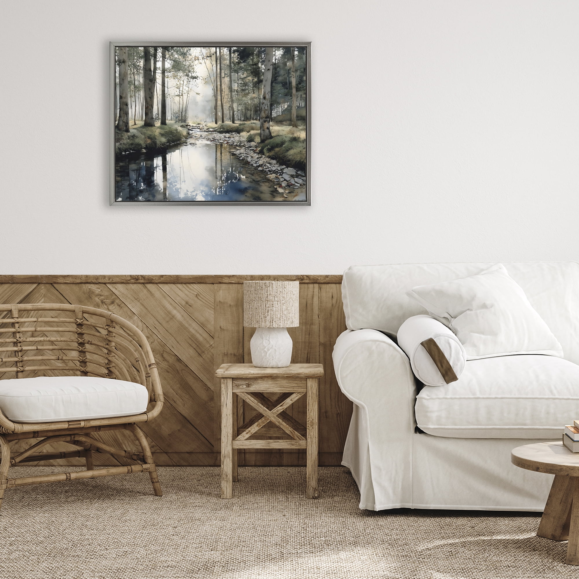 Stupell Industries Woodland Wonder Creek Gray Framed Floater Canvas Wall Art, design by Franklyn Gregory