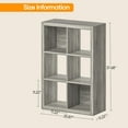 thumbnail image 5 of Bookshelf with Storage Bins, 6-Cube Storage Organizer, Modern Wood Open Bookcase, Multifunctional Display Shelf for Living Room, Bedroom, Home Office, Gray Oak, 5 of 7