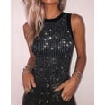 thumbnail image 3 of CHICME Rhinestone Tank Tops For Women Solid Color Ribbed Crew Neck Sleeveless Basic Vest Slim Fit Party Y2K Womens Sparkly Top Black-S, 3 of 8