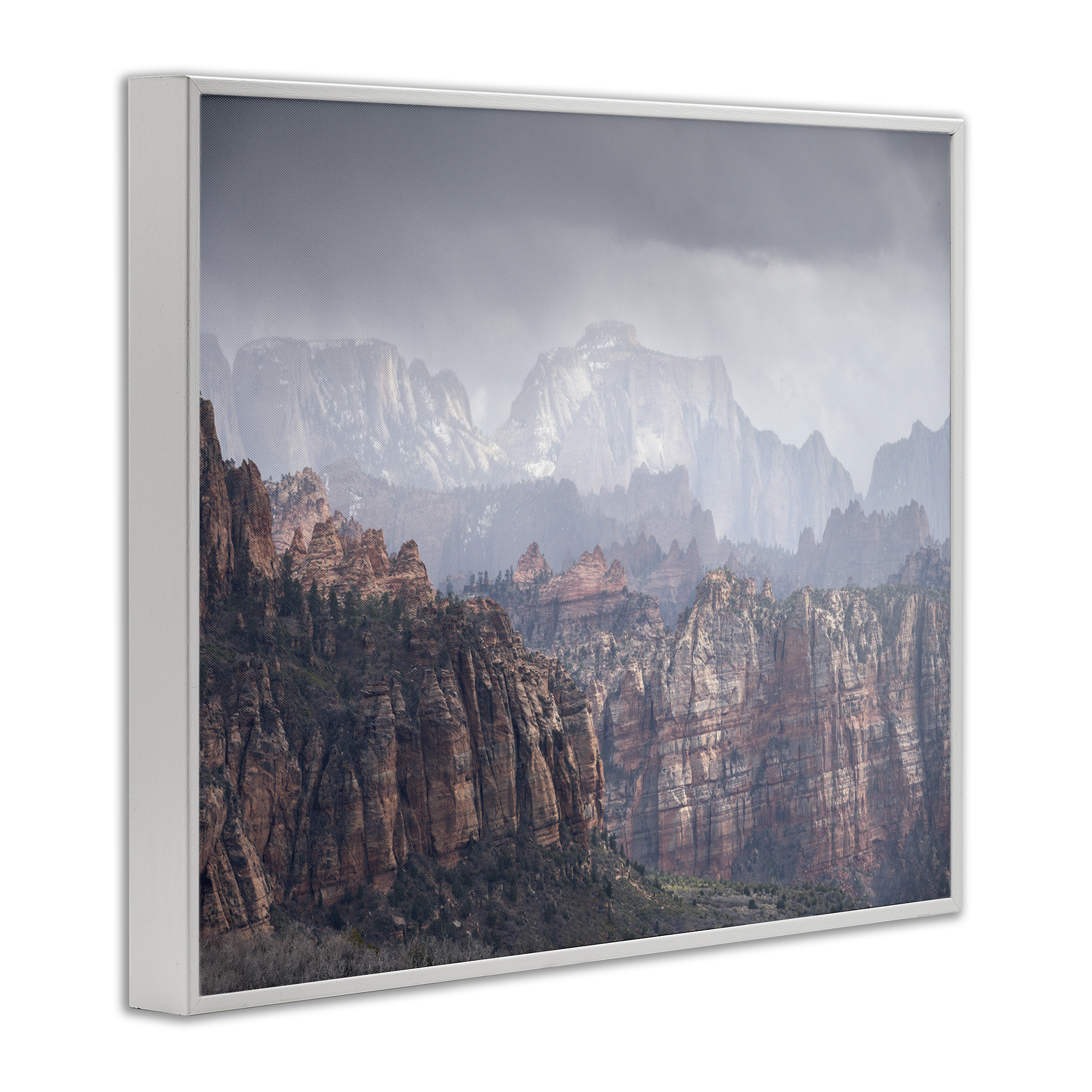 Stupell Industries Zion National Park Landscape Photography White Framed Art Print Wall Art, 14 x 11