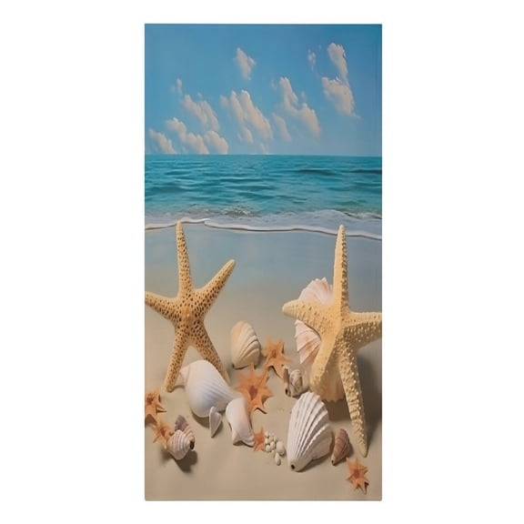 RKSupls Starfish Shells Beach Marine Microfiber Beach Towel Absorbent Compact Towels for Swimming Pool Beach Travel Things for Vacation Essentials Adult Gift,61.4×30.3Inch