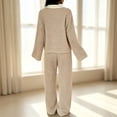 thumbnail image 4 of Stralyhd Two Piece Womens Lounge Set Summer Oversized Set Casual Polo Shirts Pants Outfits Vacation Matching Set Khaki XS, 4 of 5