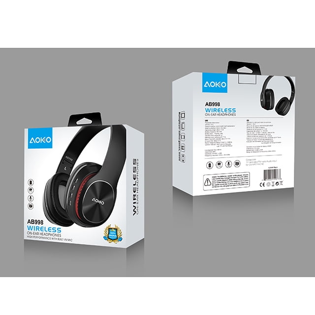 Wireless Bluetooth Collapsible Over the Ear Headphones with Built-in Mic - Black