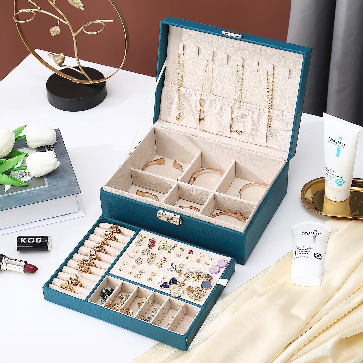 Wattne Jewelry Organizer Box with Double Compartments photo 5