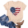 thumbnail image 3 of lcziwo Womens Memorial Shirts Summer Round Neck Short Sleeve Shirts Independence Day Graphic Patriotic Family T Shirt Beige L, 3 of 5