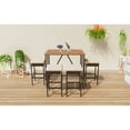thumbnail image 4 of GO 5-Piece Outdoor Acacia Wood Bar Height Table And Four Stools With Cushions, Garden PE Rattan Wicker Dining Table, Foldable Tabletop, High-Dining Bistro Set, All-Weather Patio Furniture, Brown, 4 of 9