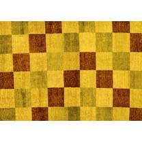Ahgly Company Machine Washable Indoor Rectangle Checkered Yellow Modern Area Rugs, 5' x 7'