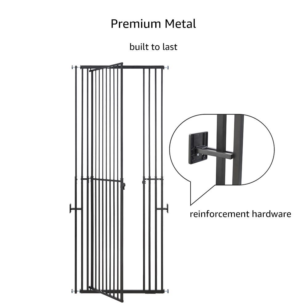 unipaws Extra Tall Cat Gate, Adjustable 47’’-87’’ Height, Fits 27.5’’-37’’ Wide Openings, Dog Gate for Doorways Stairs, No Drilling Pet Safety Barrier Indoor Use, Metal Fence for Dogs Cats