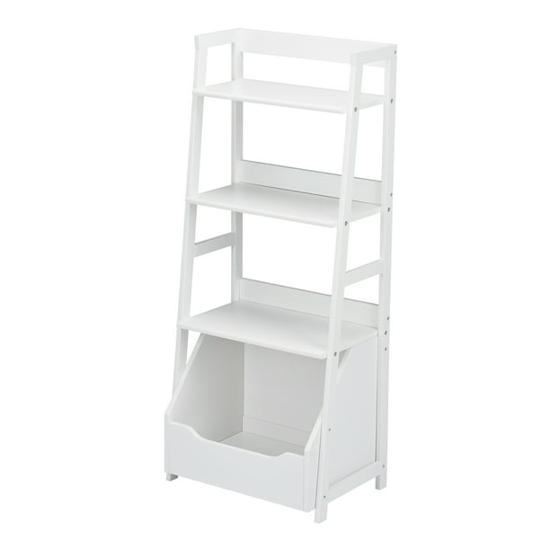 Your Zone White Painted Ladder Bookcase, Short Ladder Bookcase White