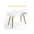 thumbnail image 3 of Bingirl Modern Simple Home Office Desk: Mid-Century Modern Computer Writing Desk with Drawer, Solid Wood Legs, and Open Storage Cubby - Small Vanity Table for Bedroom, 3 of 5