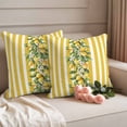 thumbnail image 2 of Yellow Lemon Stripes Outdoor Waterproof Pillow Covers, Summer Spring Fruit Flowers Leaves Decorative Square Throw Pillowcase Sofa Cushion Sham for Patio/Couch/Chair, 16"x16" 2 Pack, 2 of 8