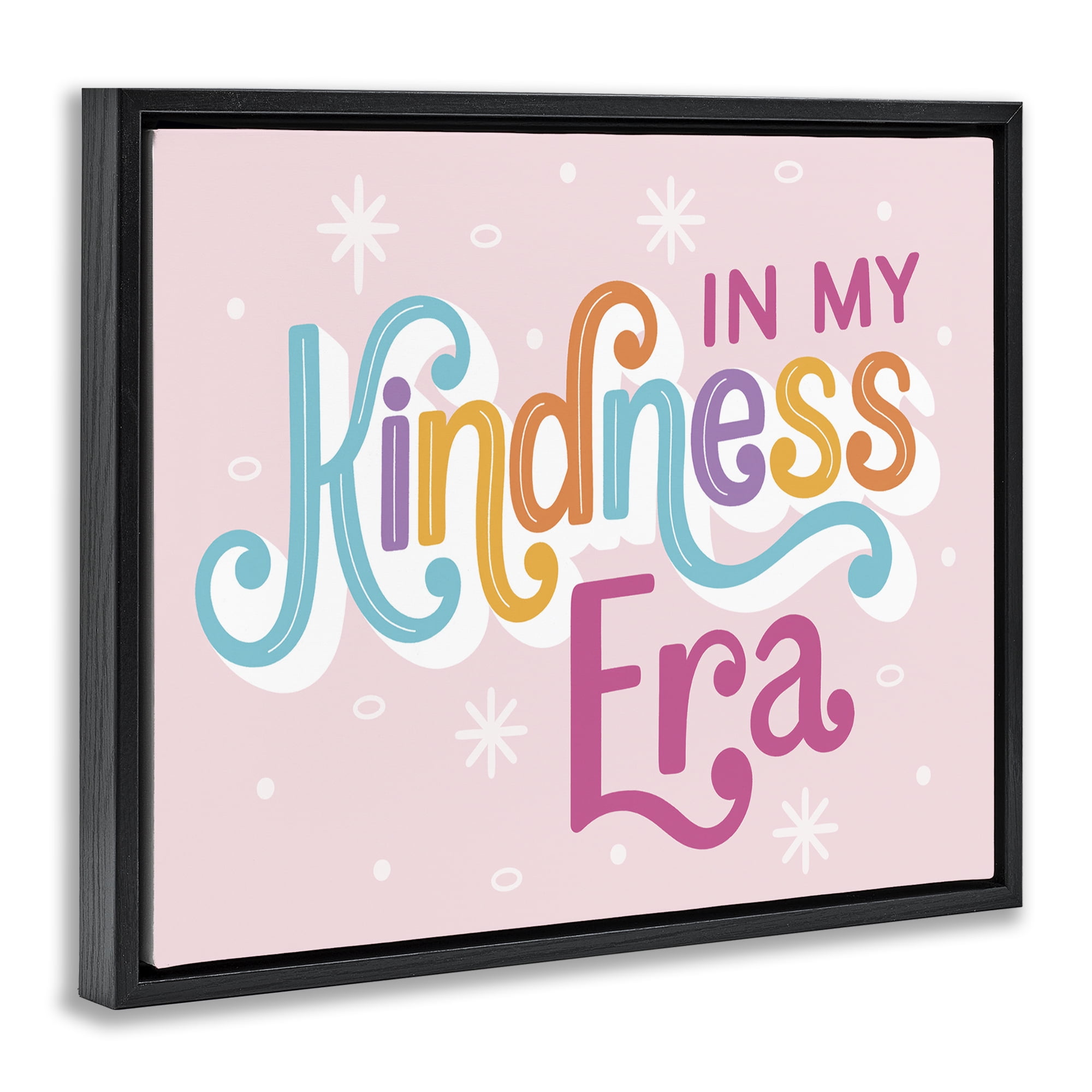 Stupell Industries Pastel Kindness Era Text & Numbers Painting Black Floater Framed Canvas Art Print Wall Art, 31 x 25
