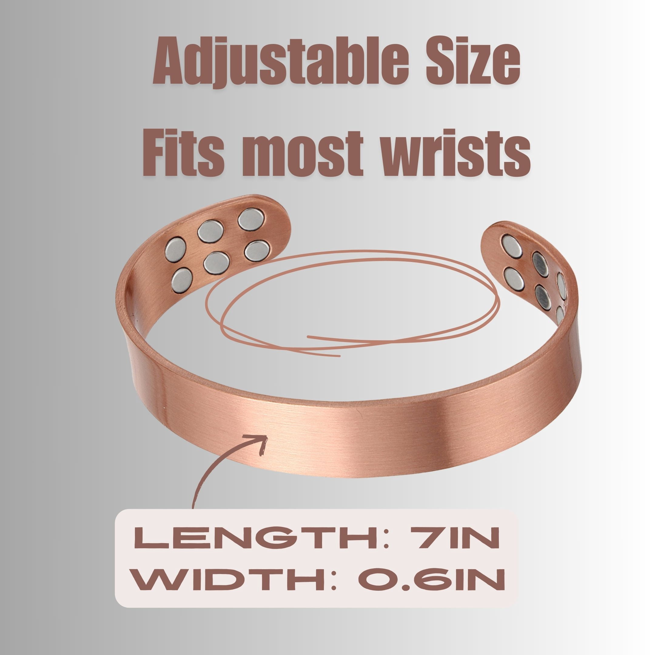 Wollet Magnetic Copper Bracelets for Men – Adjustable Copper Magnetic Bracelets, Set of 2