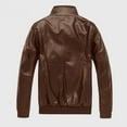 thumbnail image 2 of Juebong Dressy PU Leather Jacket for Boys for Men Open Front Cardigan Office Work Winter Leather Jacket Biker Motorcycle Zipper Long Sleeve Coat Top Blouses, Brown, M, 2 of 5