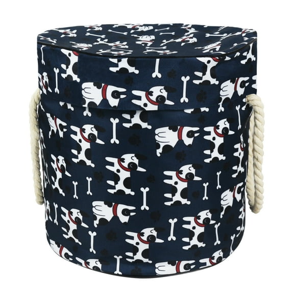 NIETEIN Kids Toy Storage Basket with Play Mat for Building Bricks Collapsible Canvas Organizer Bag (Blue Dog)