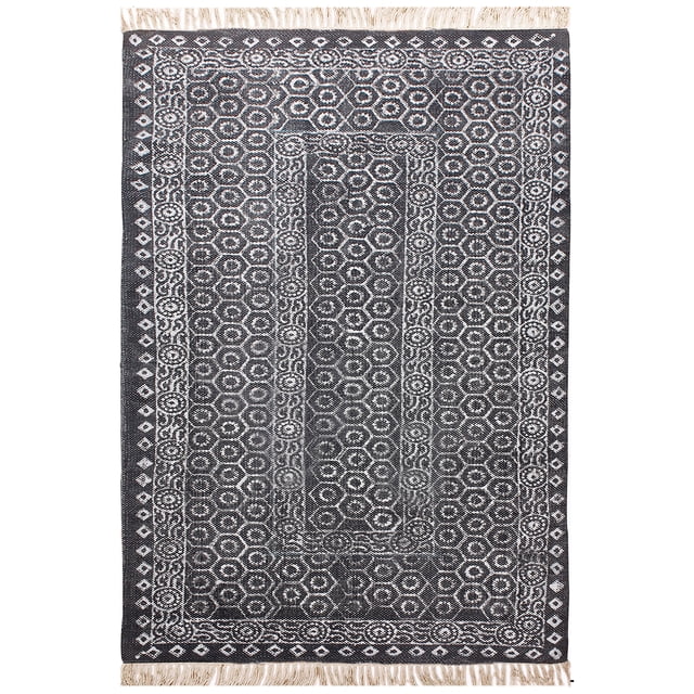Casavani Handmade Cotton Rug Hallway Stair Runner Rug Black Area Kilim 3x10 feet