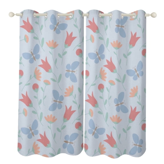 Spring Floral Patterns 2 Panels Curtains for Bedroom Living Room Drapes Kitchen Window Curtain Home Decor