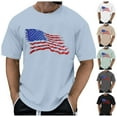 thumbnail image 4 of Caqnni Stars and Stripes Print Tee Shirt for Men Classic Fit Crew Neck Blouse Patriotic USA Flag Top Short Sleeve T-Shirt Mens T Shirt (Light Blue,XXL), 4 of 5