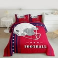 thumbnail image 2 of Feelyou Modern Rugby Football Bedding Comforter Set, Cartoon Soccer Helmet Twin Comforter Sets, Red Navy Abstract Stripes Reversible Bedding Set, Breathable Home Decor, 2-Piece, 2 of 8