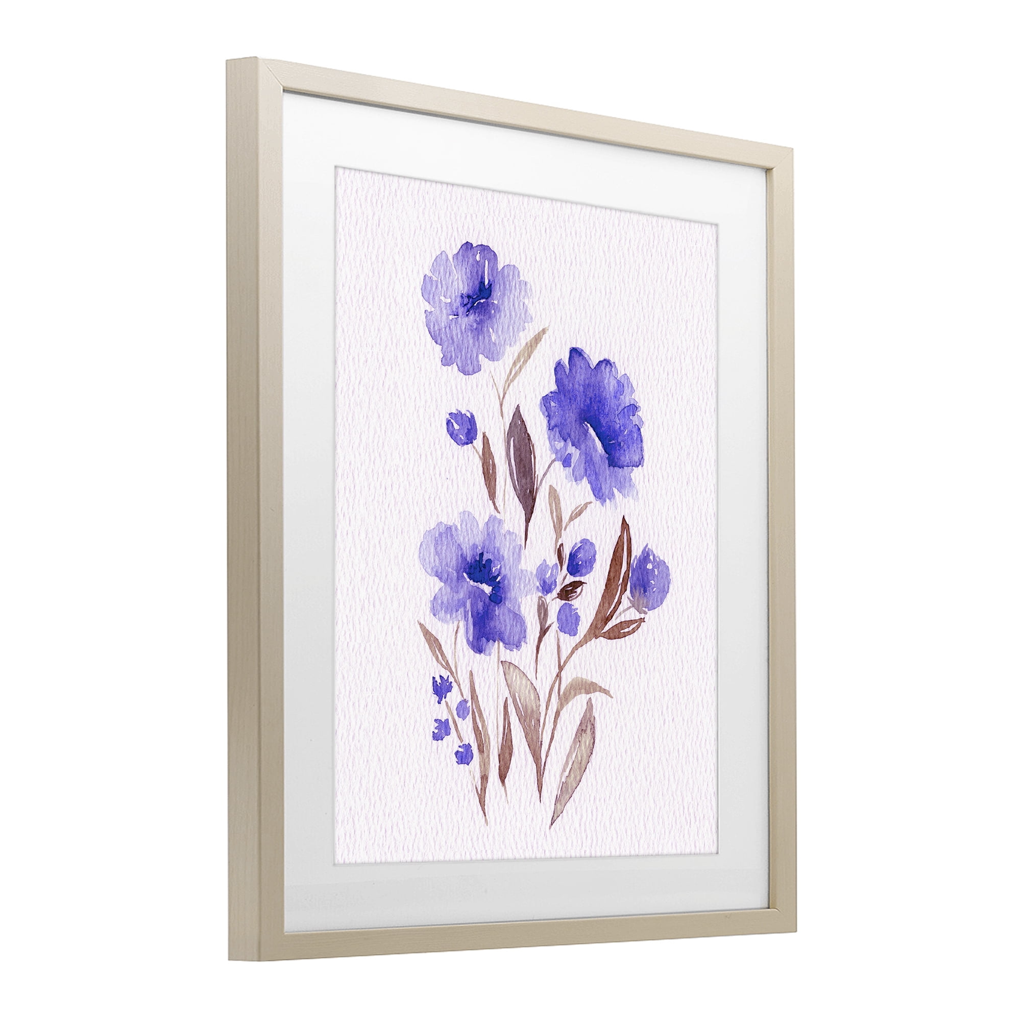 Stupell Industries Watercolor Purple Blossoms Birch Framed Print Under Glass, design by Leah Noel Art