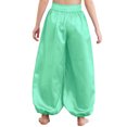 thumbnail image 2 of Miutii Kids Girls Satin Harem Pants Belly Dance Costume Tribal Arabic Princess Wide Leg Trousers Light Blue 14, 2 of 5