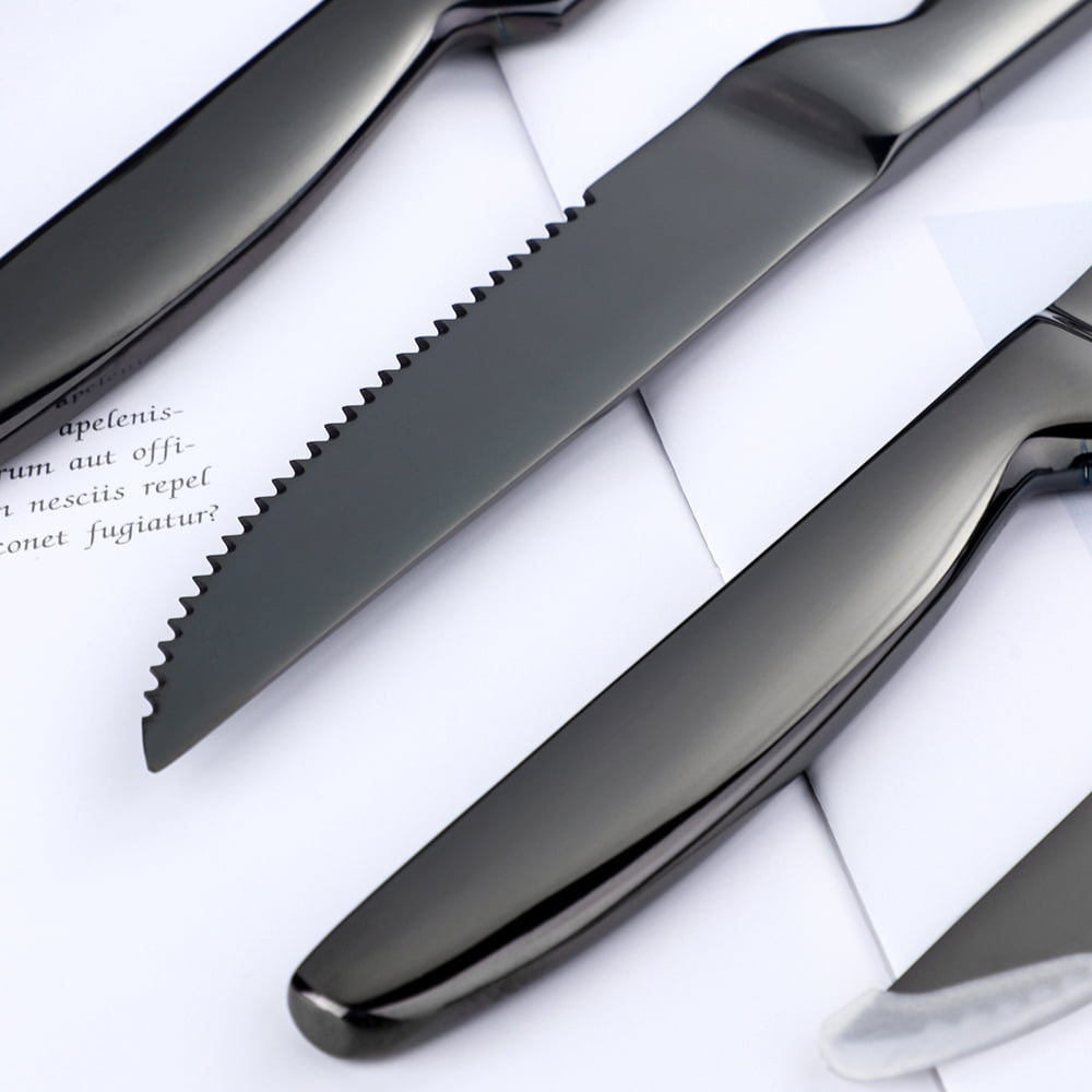 Buyer Star Black Steak Knife Sets, 6-Pieces Stainless Steel Kitchen Steak Knives-Easy to Clean and Non-Stick, 8.6 Inch, Dishwasher Safe