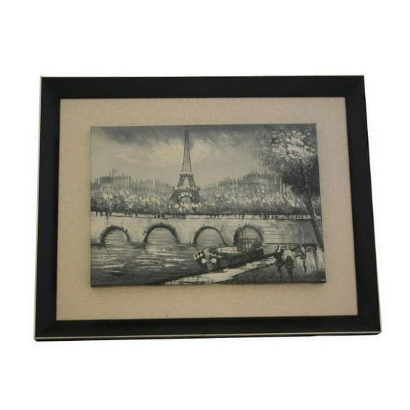 Wooden Framed Eiffel Tower Oil Painting Art F3177