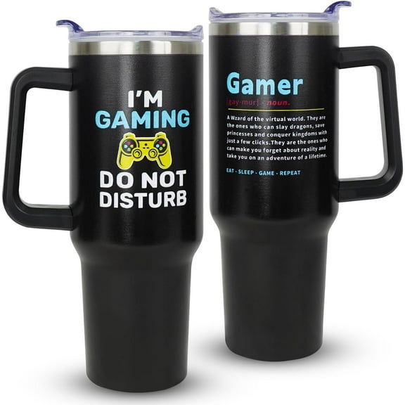 Gamer Gifts, Gaming Gifts For Men Gamers- Gifts For Gamers Teen Boys, Gamer Birthday Gifts, Cool Gifts For Gamers, Gamers Gift Ideas- 40 Oz Tumbler With Handle And Straw Gaming Mugs Gamer Cup