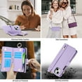 thumbnail image 7 of for iPhone 15 Plus Wallet Case, Multi-Functional Purse Case with Card Holders Zipper Pocket, RFID Blocking Full Body Case, Shoulder Strap Wristband Crossbody Cover for iPhone 15 Plus, Violet, 7 of 7